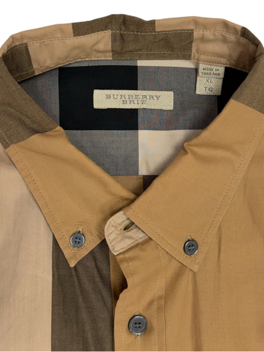 Burberry Shirt Men XL Brown Nova Check Cotton Plaid Long Sleeve Button Down - Picture 5 of 9